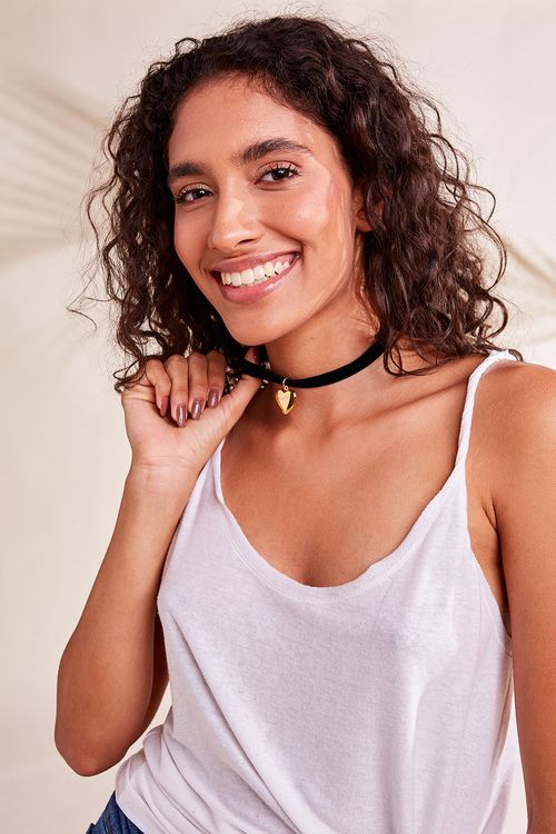 CHOKER VELUDO RELICÁRIO DOURADO