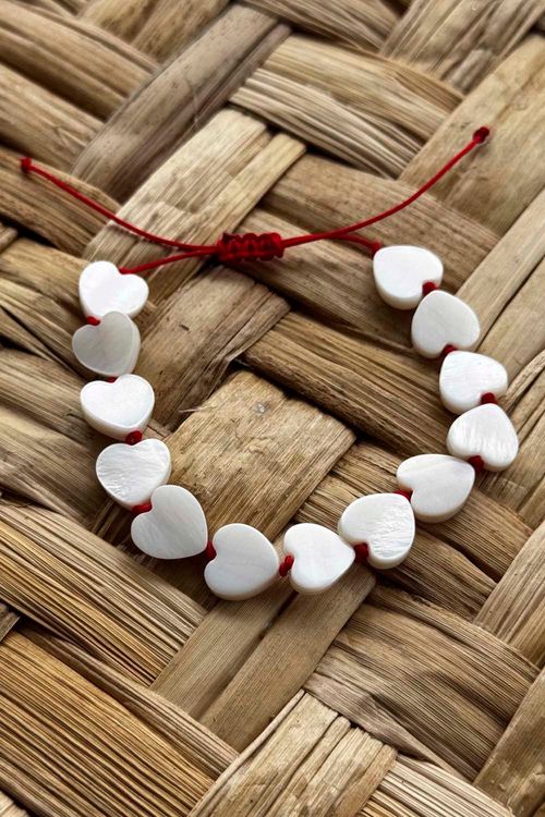 PULSEIRA CORAÇÕES MADREPÉROLA VERMELHA