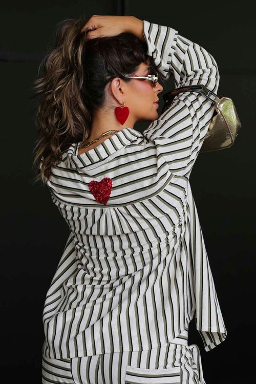CAMISA JOANA LISTRADA MANGA LONGA