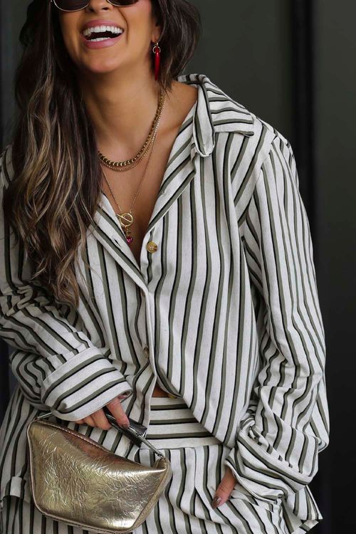 CAMISA JOANA LISTRADA MANGA LONGA