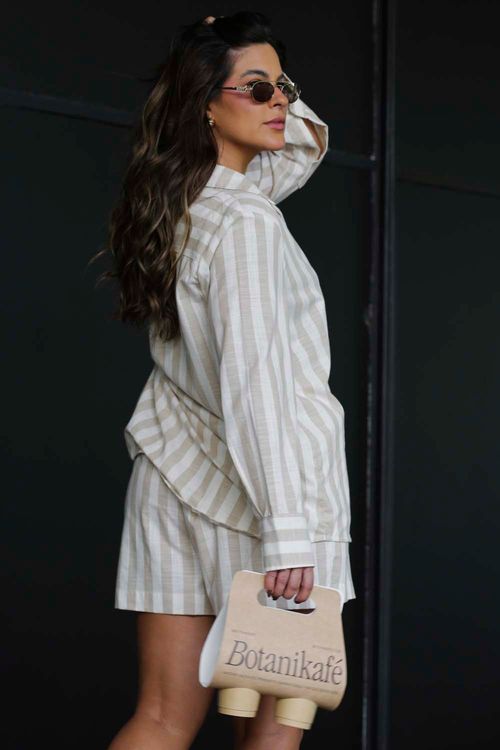 CAMISA TARSILA LISTRADA AMENDOA