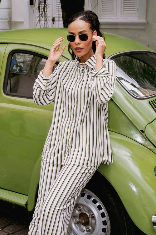 CAMISA JOANA LISTRADA MANGA LONGA