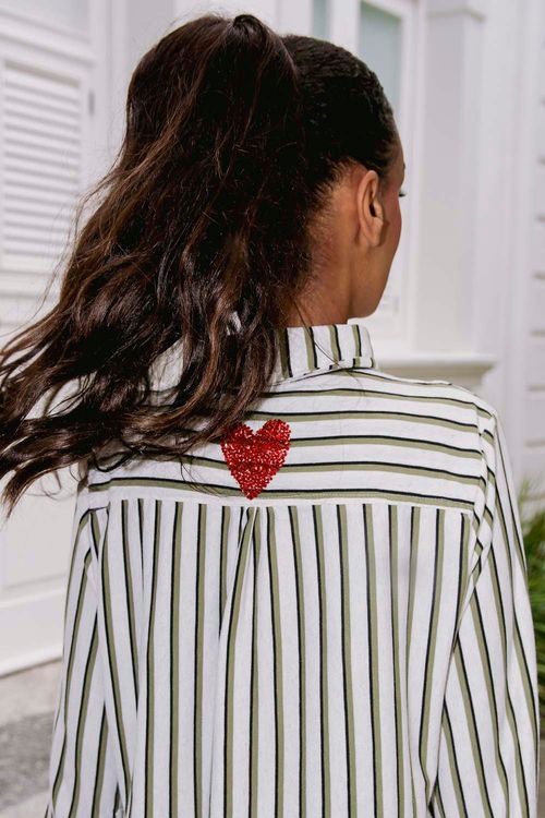 CAMISA JOANA LISTRADA MANGA LONGA
