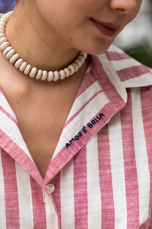 CAMISA TARSILA LISTRADA VERMELHA