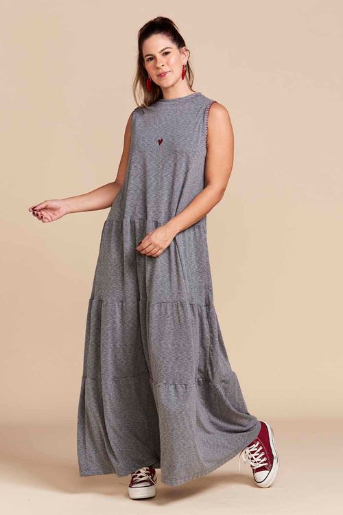 VESTIDO NINA LONGO MALHA MESCLA