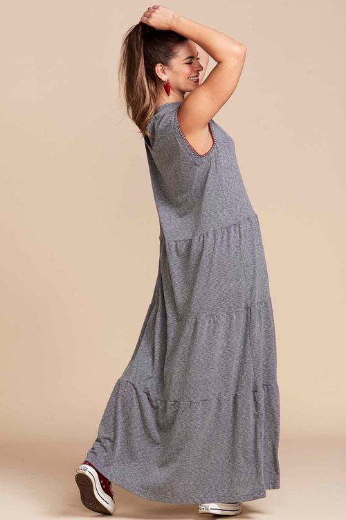 VESTIDO NINA LONGO MALHA MESCLA