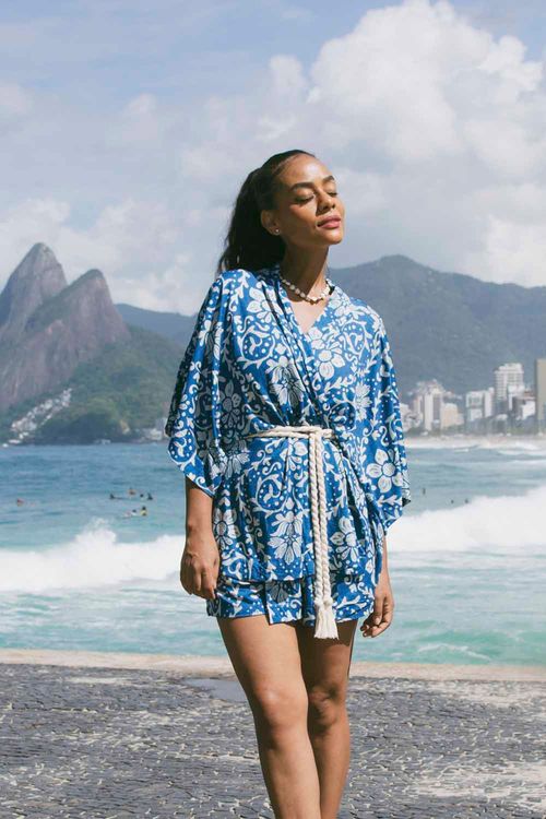 KIMONO FLORAL AZUL