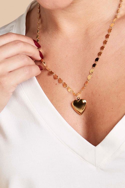 COLAR RELICÁRIO CORAÇÃO DOURADO
