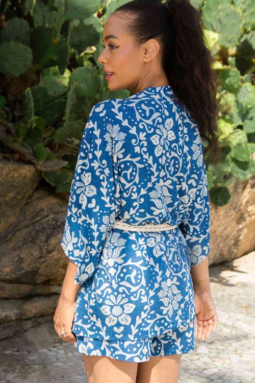 KIMONO FLORAL AZUL