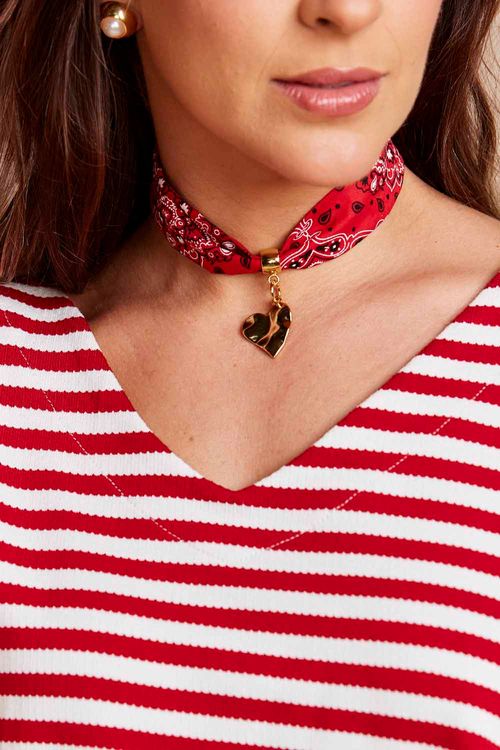 CHOKER BANDANA CORAÇÃO DOURADO