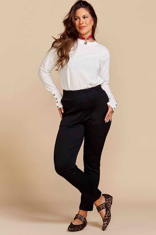 CALÇA WELLNESS CANELADA PRETA