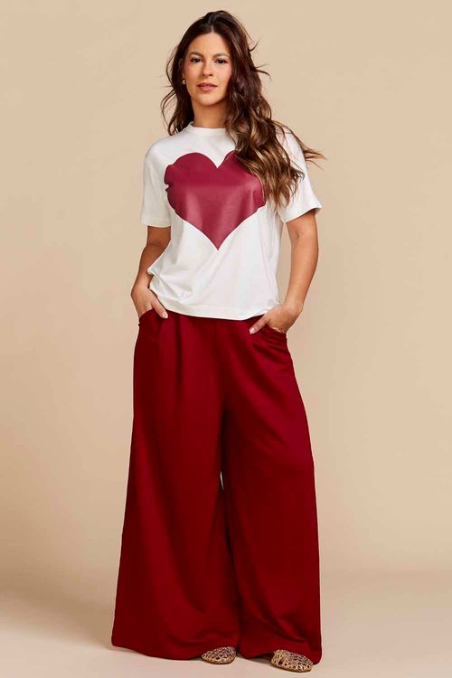 CAMISETA CLÁSSICA OFF WHITE ESTAMPADA CORAÇÃO VERMELHO