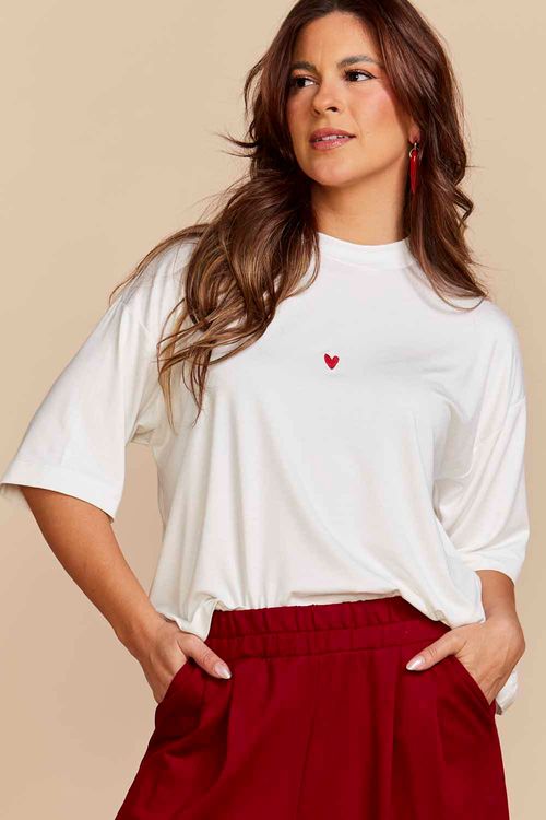 CAMISETA NARA OFF WHITE MINI CORAÇÃO