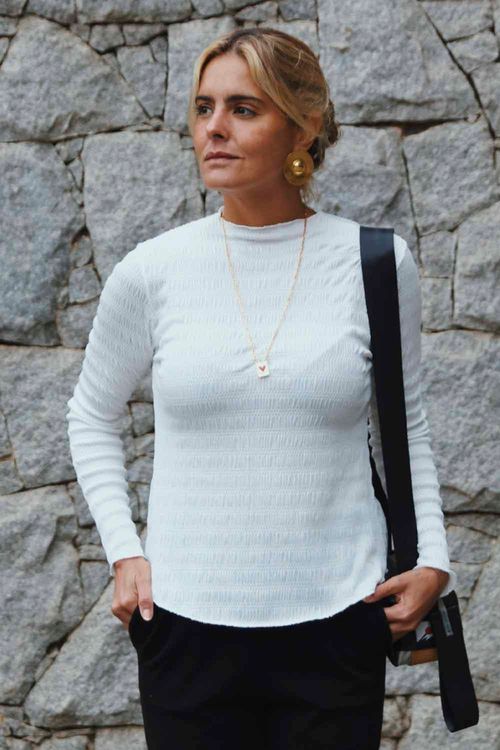 CAMISETA RENATA MANGA LONGA BRANCA