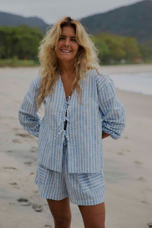 CAMISA CLOE LISTRADA AZUL
