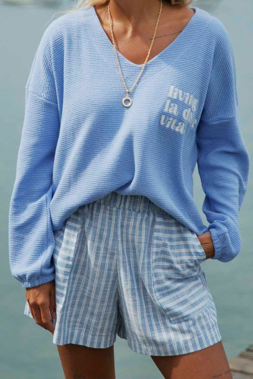 SHORT CLOE LISTRADO AZUL