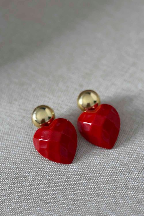 BRINCO CORAÇÃO SEXTAVADO RESINA VERMELHA
