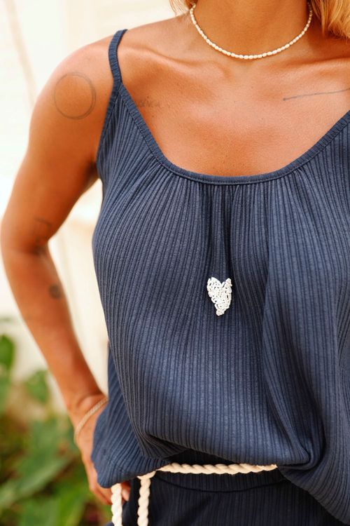 REGATA FRIDA CANELADA AZUL MARINHO