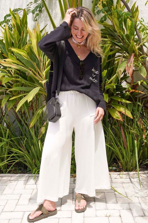 CALÇA PANTALONA FRIDA OFF WHITE