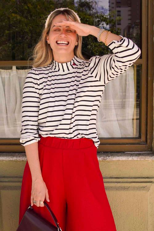 BLUSA KATE LISTRADA GOLA ALTA