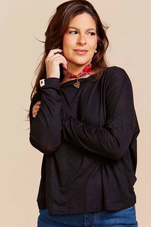 CAMISETA CONSUELO PRETA MANGA LONGA