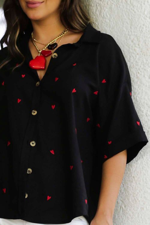 CORAÇÃO VERMELHO CORRENTE DOURADA