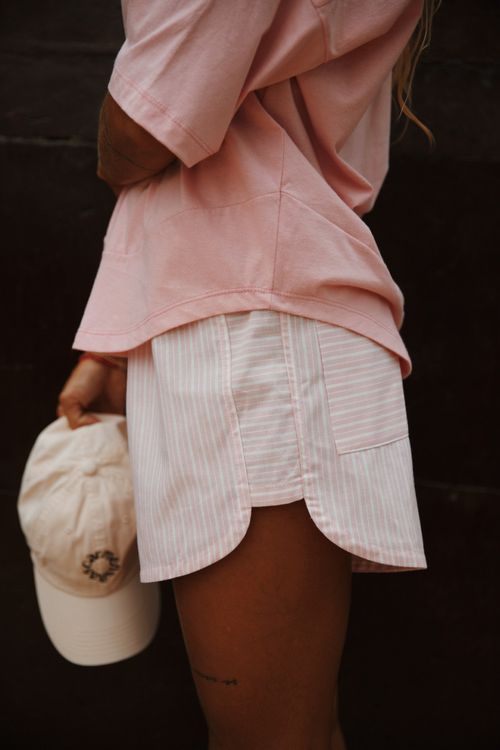 SHORT CHIARA LISTRADO ROSA