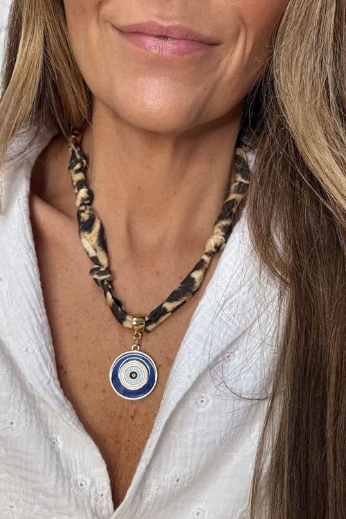 COLAR OLHO GREGO ANIMAL PRINT