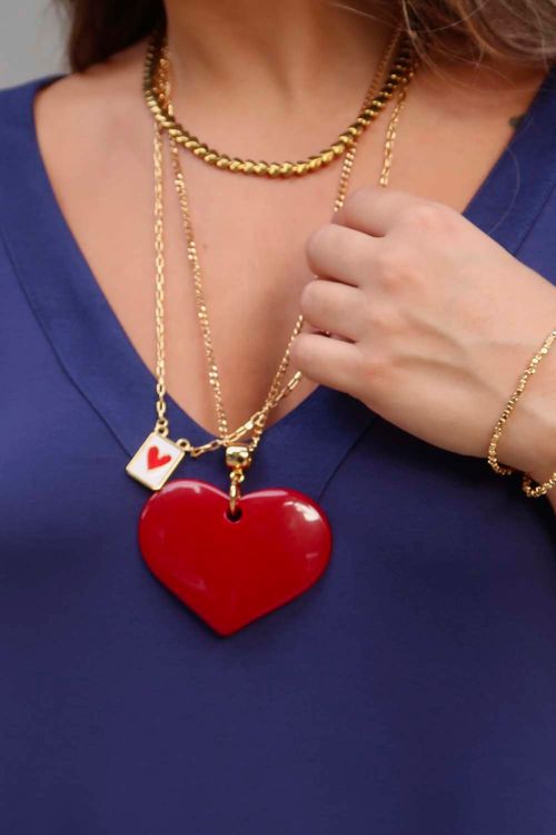 COLAR CORAÇÃO VERMELHO AMOUR