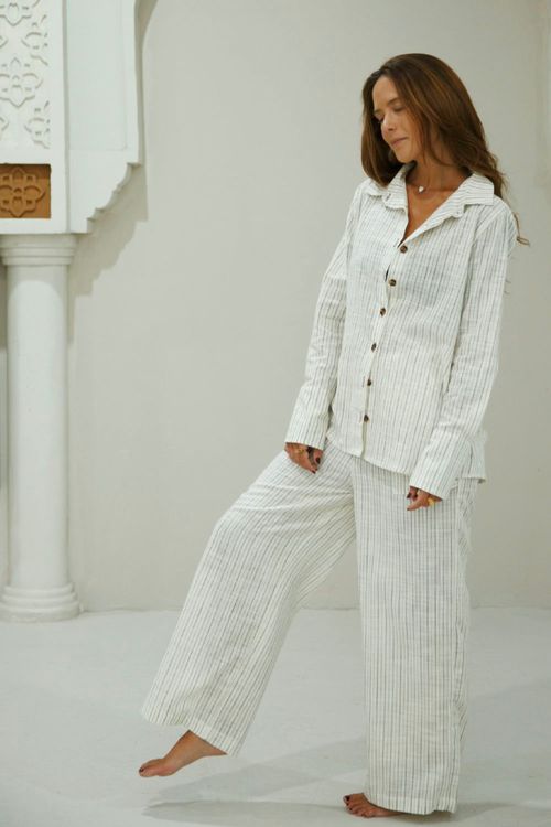 CALÇA RETA CELINE LISTRADA