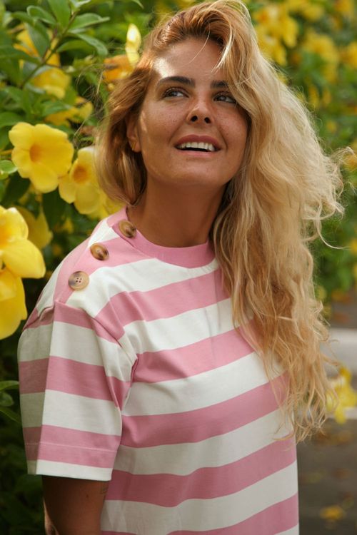 VESTIDO LAILA LISTRADO ROSA