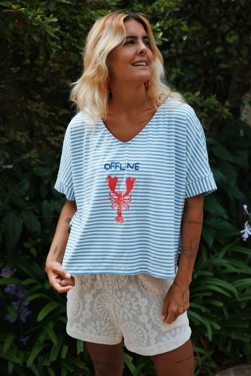 CAMISETA LAGOSTA LISTRADA